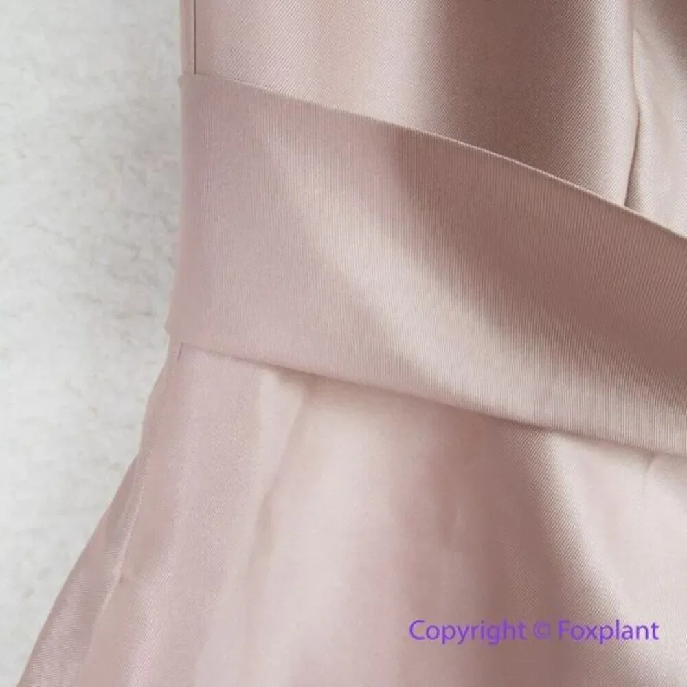 New! Alfred Sung Draped One-Shoulder Satin Maxi Dress in Toasted Sugar, size 14R - Picture 9 of 15